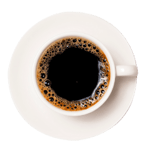 Uma xícara de café fotografada de cima