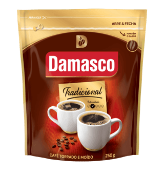Pacote de produtos de Café Damasco Tradicional Abre e Fecha 250g